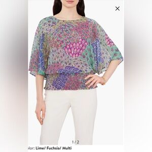 Dolman Sleeve Smocked Blouse